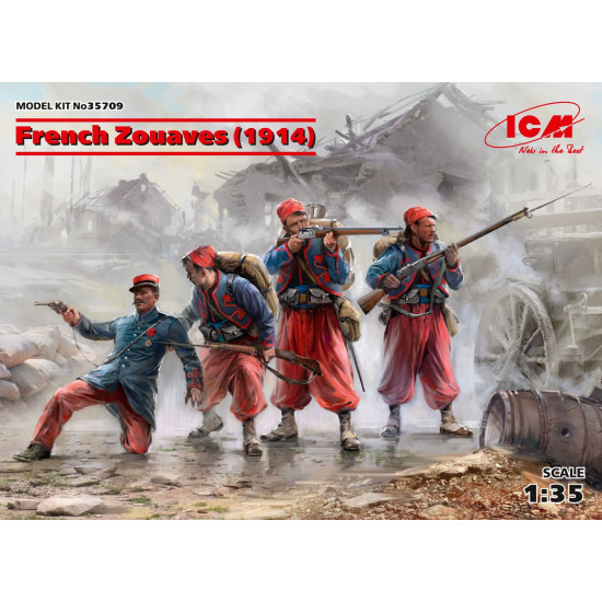 ICM 35709 - 1/35 French Zouaves (1914) (4 figures) (100 new models) plastic kit