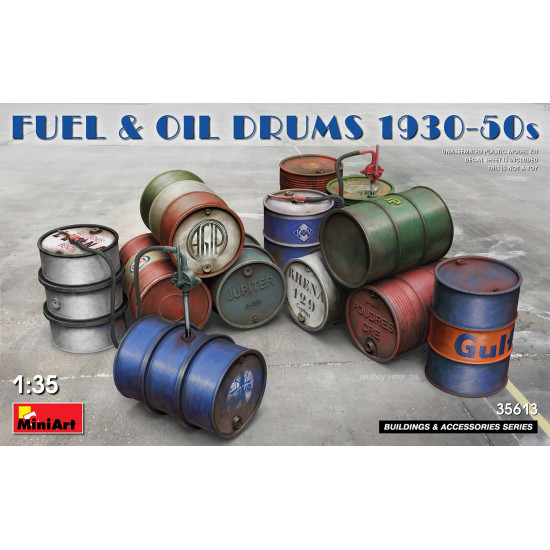 Miniart 35613 - FUEL & OIL DRUMS 1930-50s. World War II. 1/35