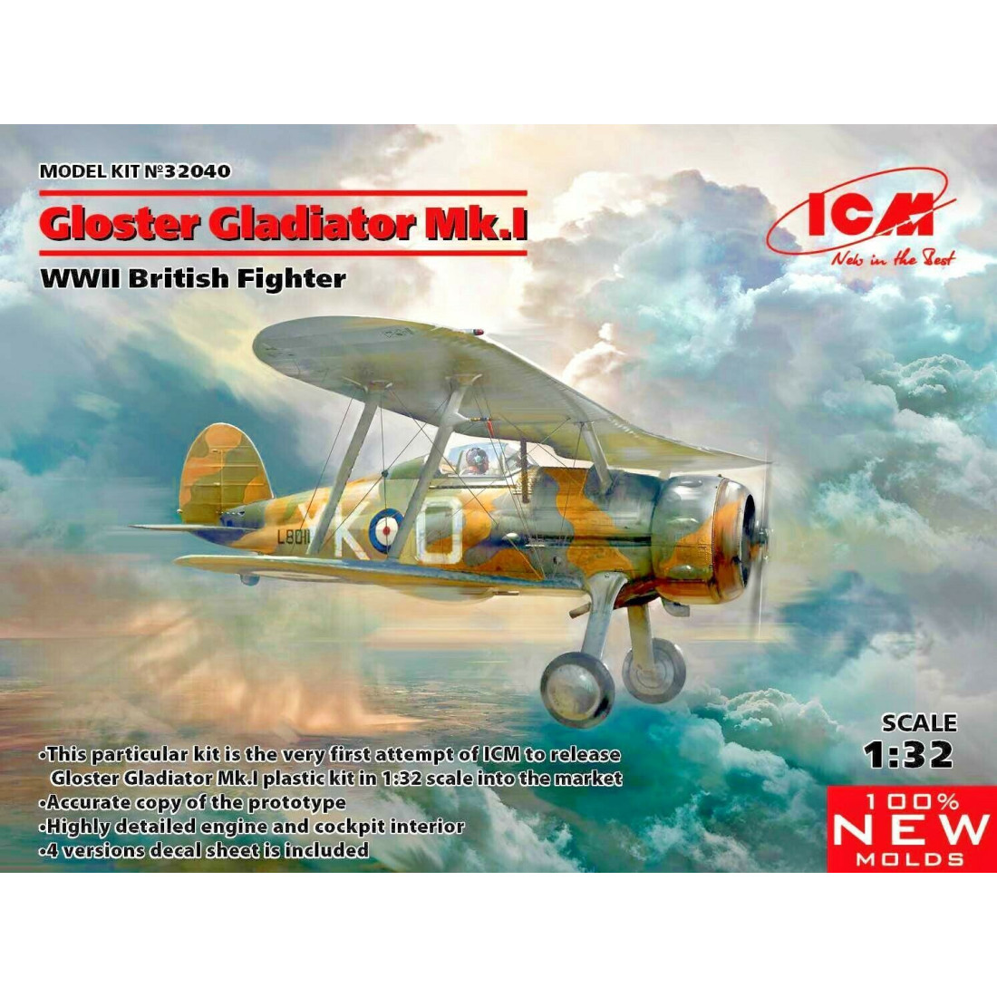 ICM 32040 -1/35 Gloster Gladiator Mk.I, WWII British Fighter Plastic ...