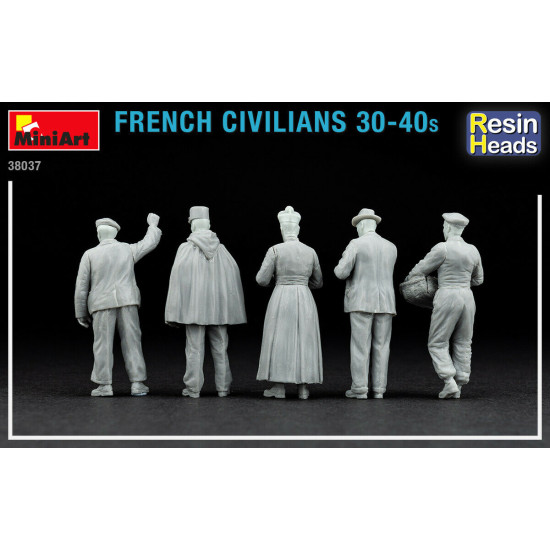 MINIART 38037 - 1/35 - FRENCH CIVILIANS 30-40s. RESIN HEADS 5 figures