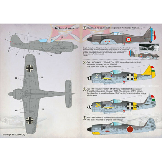 Print Scale 72-393 - 1/72 FW-190 in Foreign Service Part-1 (wet decal for aircraft)