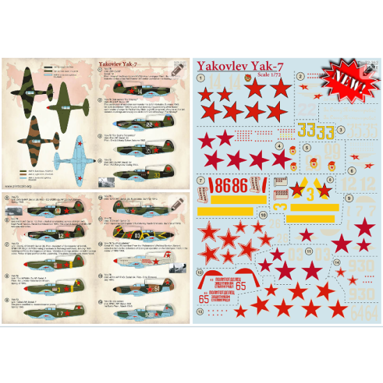 Print Scale 72-363 - 1/72 Yakovlev Yak-7 (wet decal for aircraft)