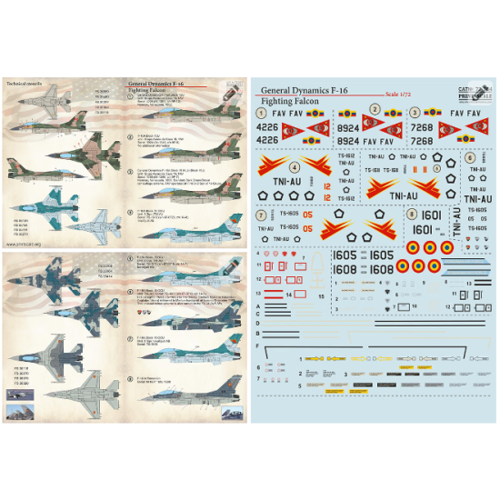 Print Scale 72-364 - 1/72 F-16 Fighting Falcon (wet decal for aircraft)