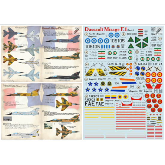 Print Scale 72-373 - 1/72 Dassault Mirage F.1 Part-1 (wet decal for aircraft)