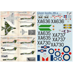 Print Scale 72-374 - 1/72 Gloster Javelin Mk-4 Part 3 (wet decal for aircraft)