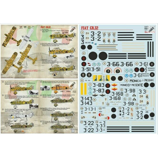 Print Scale 72-379 - 1/72 Fiat Cr-32 Spanish Civil War (wet decal for aircraft)