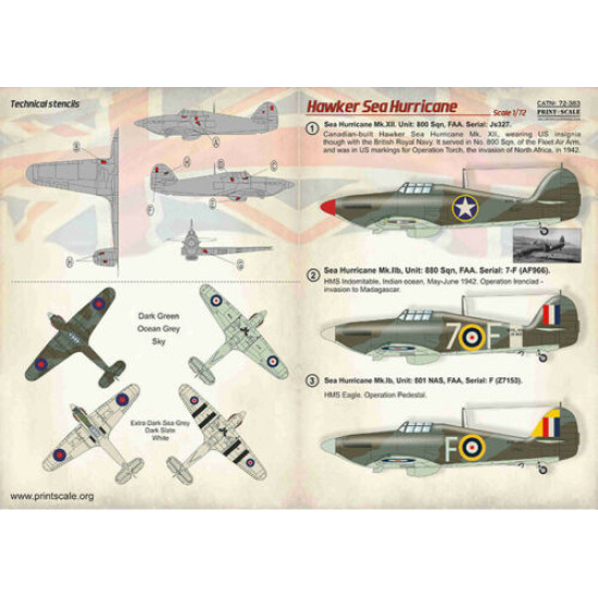 Print Scale 72-383 - 1/72 Hawker Sea Hurrikane (wet decal for aircraft)