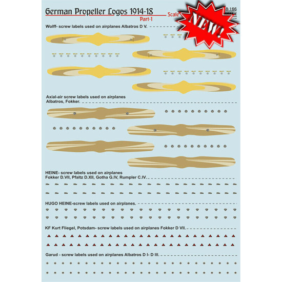 Print Scale 48-166 - 1/48 Logos of German propellers of World War 1 Part 1 (wet decal for aircraft)