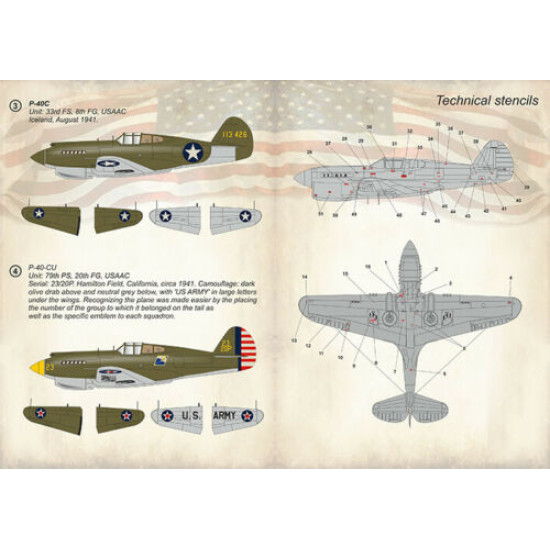 Print Scale 48-168 - 1/48 Curtiss P-40 C, CU. Part 1 (wet decal for aircraft)