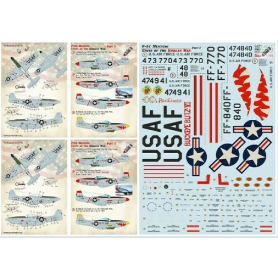 Print Scale 48-171 - 1/48 F-51 Mustang. Units of the Korean War Part 2 (wet decal for aircraft)