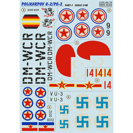 Print Scale 48-176 - 1/48 Polikarpov U-2/Po-2 Part 1 wet decal