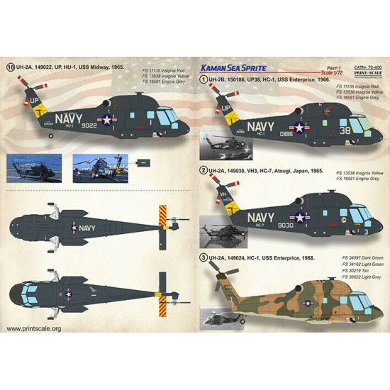 Print Scale 72-400 - 1/72 scale - Kamon Sea Sprite Part 1, Decal for helicopter