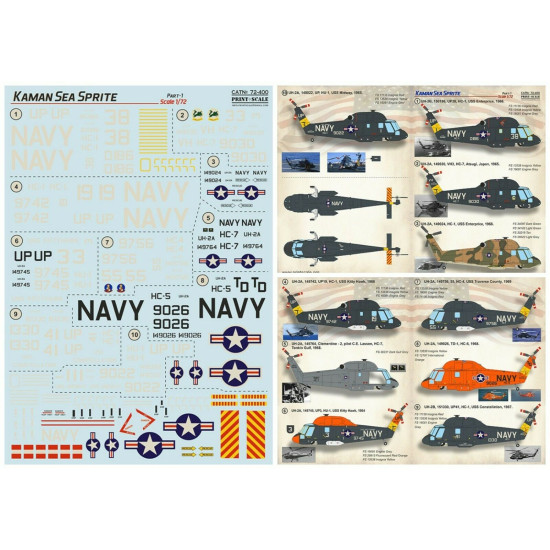 Print Scale 72-400 - 1/72 scale - Kamon Sea Sprite Part 1, Decal for helicopter