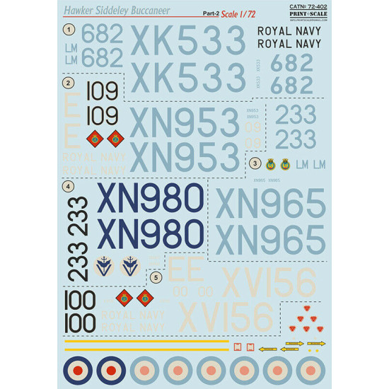 Print Scale 72-402 - 1/72 - Hawker Siddeley Buccaneer Part-2, Decal for aircraft