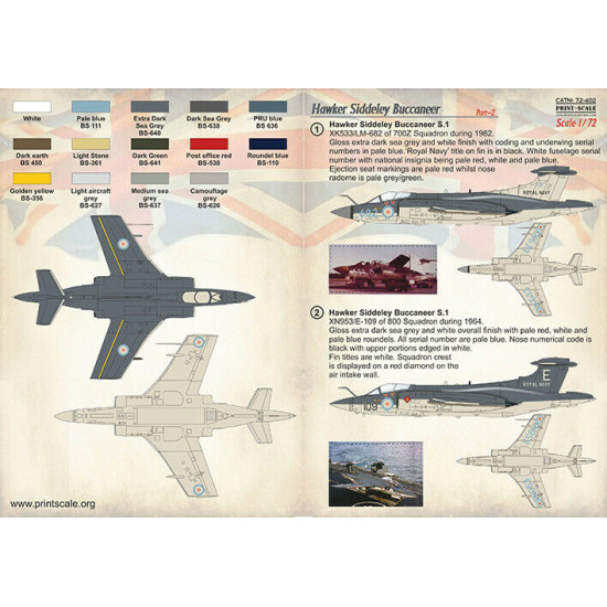 Print Scale 72-402 - 1/72 - Hawker Siddeley Buccaneer Part-2, Decal for aircraft