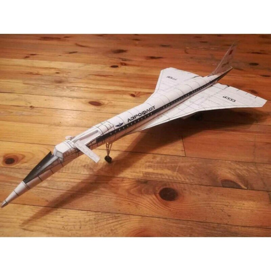 Paper Model Kit Passenger aircraft Tu-144 1/100 Orel 281 Civil Aviation USSR, 1975