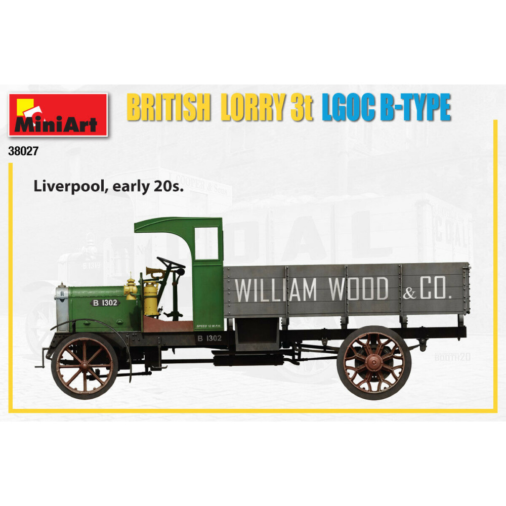 Miniart 38027 1/35 BRITISH LORRY 3T LGOC BTYPE Plastic model kit 196 mm