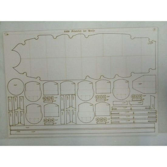 Laser Cutting for Orel 274/2 Battleship Friedrich der Grosse 1/200 Navy Germany 1912