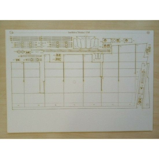 Laser Cutting for Orel 286/2 Battleship Santisima Trinidad 1/100 Navy, Spain, 1795