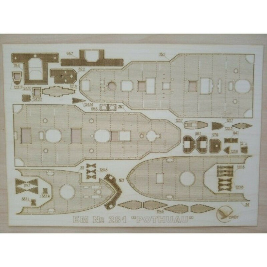 Wooden veneer decks for Orel 284/3 Armored cruiser Pothuau 1/200 Navy, France, 1897