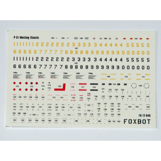 Decal for Stencils for North American P-51 Mustang 1/72 Scale Foxbot 72-046