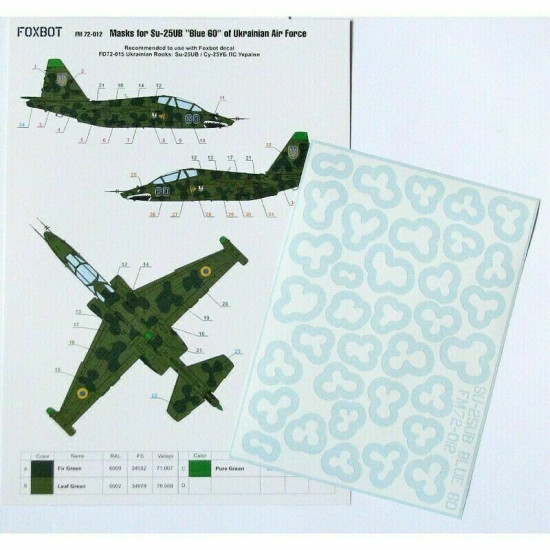 Decal for Masks for Su-25UB Blue 60, Ukranian Air Forces, clover camouflage (Use + Foxbot Decal) 1/72 Scale Foxbot FM 72-012