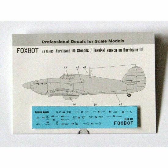 Decals for Stencils for Hurricane 1/48 Scale Foxbot 48-033