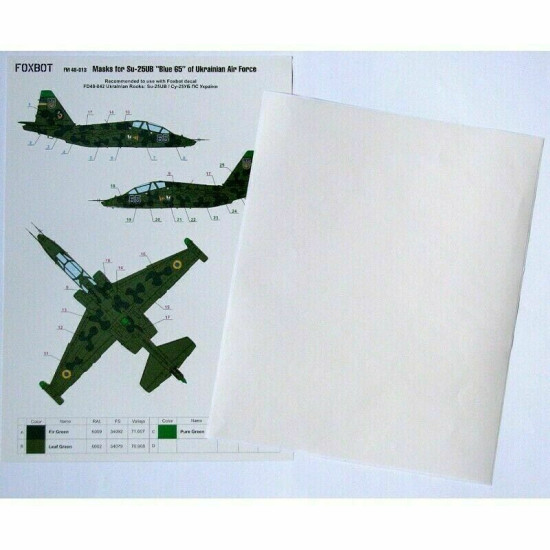 Masks for Su-25UB Blue 65, Ukranian Air Forces, clover camouflage (Use + Foxbot Decal) 1/48 Scale Foxbot FM 48-013
