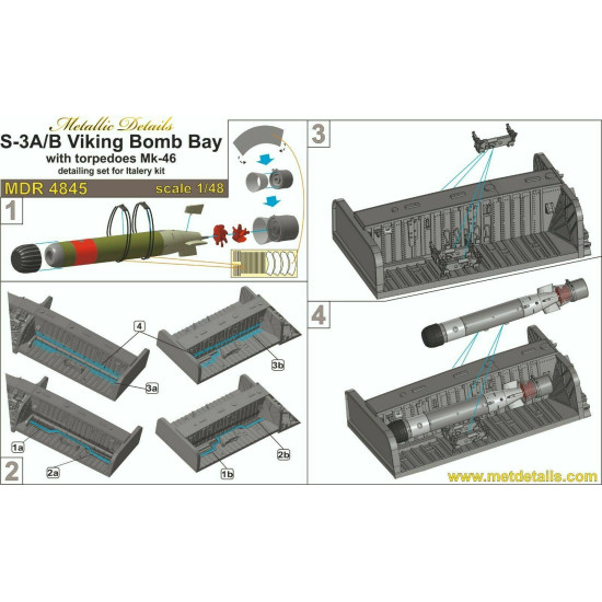 Bundle Metallic Details 1/48 MDR4843+MDR4845 S-3A/B Viking Bomb bay + Wheel bays