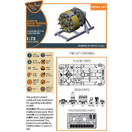 Clear Prop CPA72006 - 1/72 Gloster E28/39 Pioneer engine set, scale model kit