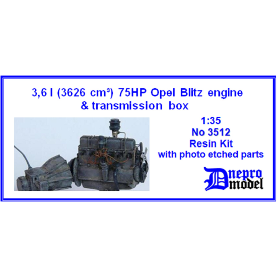 Dnepro Model DM3512 1/35 - 3.6l (3626 cmÂ³) 75HP Opel Blitz engine, transmissions