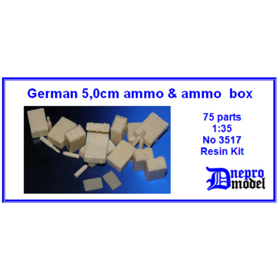 Dnepro Model DM3517 - 1/35, German 50mm ammo, ammo box WWII, scale model kit