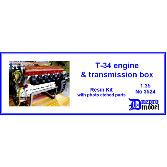 Dnepro Model DM3524 - 1/35 T-34 engine, transmissions box, scale model kit