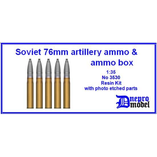 Dnepro Model DM3530 1/35 Soviet 76mm artillery ammo, ammo box, scale model kit