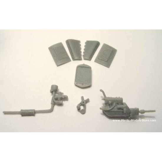 GAZ-M engine with opening bonnet hood and radiator (resin) for GAZ-AA/MM/AAA/MMM for ACE/MW/UM kits RESIN 1/72 Armory AC7201