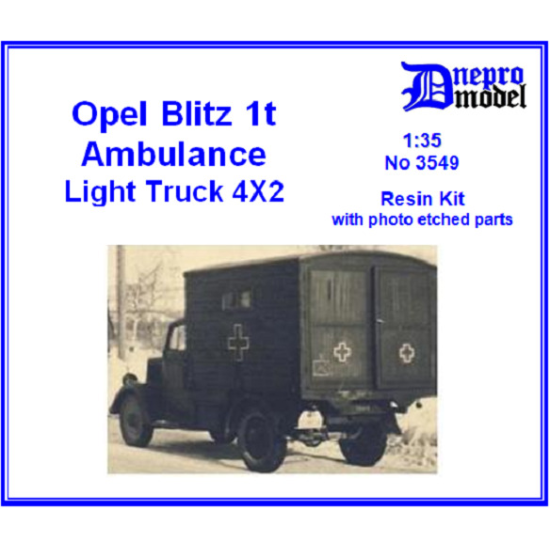 Dnepro Model DM3549 - 1/35 Opel Blitz 1t Ambulance, Resin kit, parts - 67 pcs.