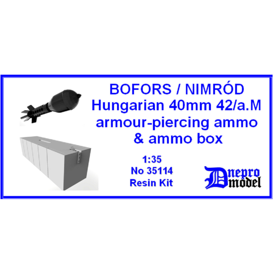 Dnepro Model DM35114 1/35 Bofors/Nimr Hungar. 40mm 42a.M armour-piercing ammo