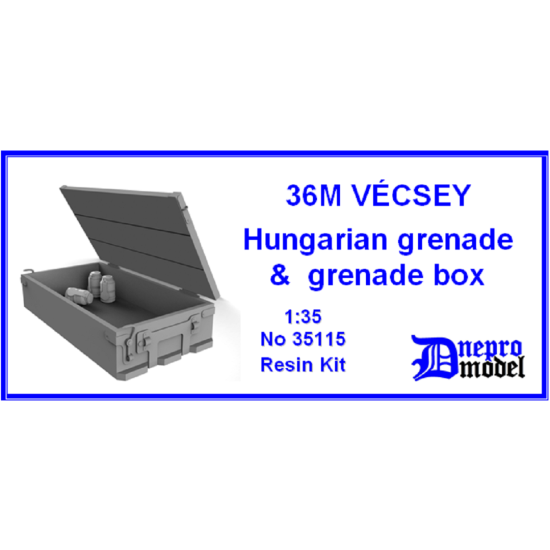 Dnepro Model DM35115 -1/35 36M Vecsey Hungarian grenade, grenade box WWII