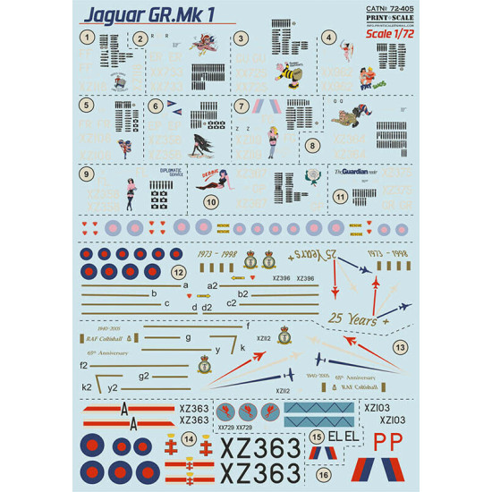 Print Scale 72-405 - 1/72 - Jaguar GR.Mk1, Decal for aircraft