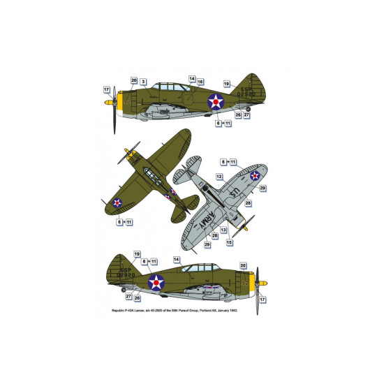 Dora Wings 48029 - 1/48 Scale - Republic P-43 Lancer. Plastic Model Kit