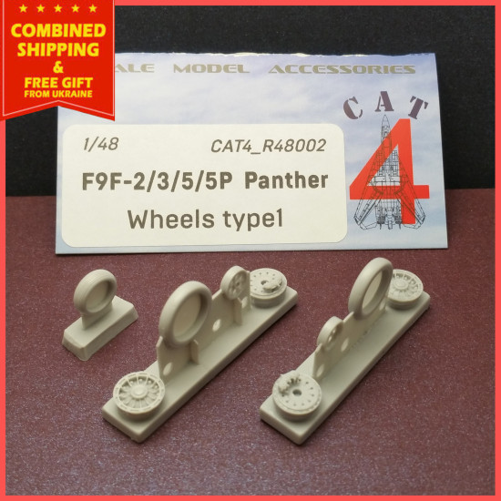 CAT4 R48002 - 1/48 F9F-2/3/5/5P Grumman Panther Resin Wheels set US Navy Type 1