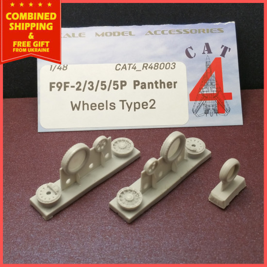 CAT4 R48003 - 1/48 F9F-2/3/5/5P Grumman Panther Resin Wheels set US Navy Type 2 BONUS INSIDE Fast Shipping