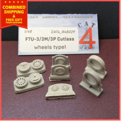 CAT4 R48029 - 1/48 Vought F7U-3/3M/3P Cutlass Wheels Resin Upgrade Set Type 1 US