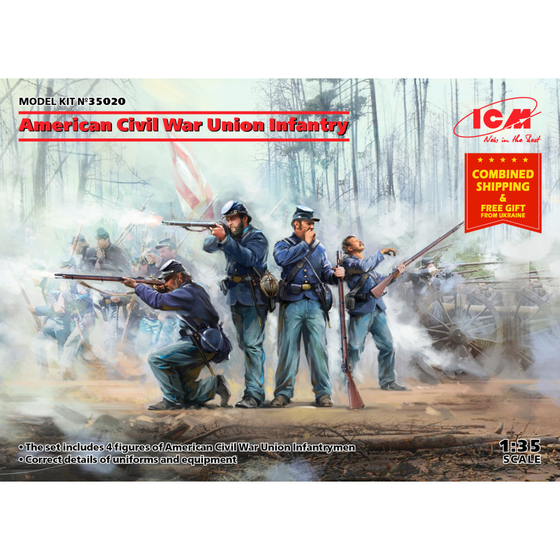 ICM 35020 - 1/35 - American Civil War Union Infantry Scale model kit ...