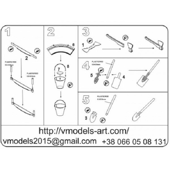 Vmodels 35010 - 1/35 - Photo-etched Pioneer tools