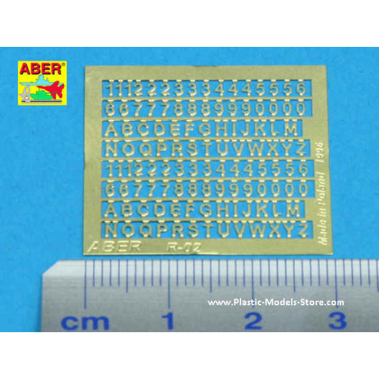 Letters Numbers 1.5 mm high PE set any scale Aber R-02