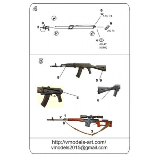 Vmodels 35033 - 1/35 - Photo-etched set for straps of AK, AKS, AKM,SVD