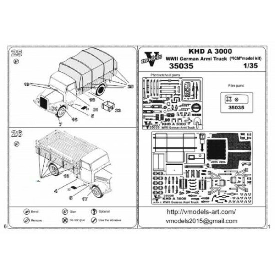 Vmodels 35035 - 1/35 - Photo-etched for KHD A 3000 German armi truck (ICM)