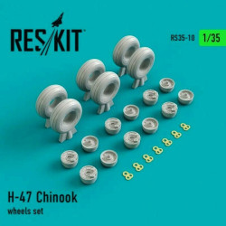 Reskit RS35-0010 Resin Detail for helicopter H-47 Chinook wheels set, 1/35 model
