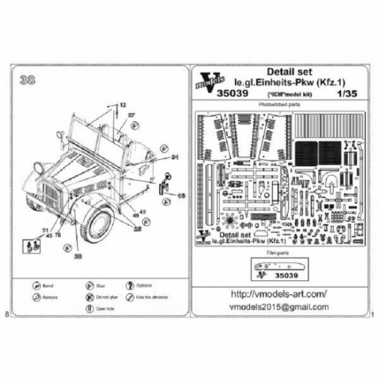 Vmodels 35039 - 1/35 - Photo-etched Detail set le.gl.Einheits-Pkw(Kfz,1)